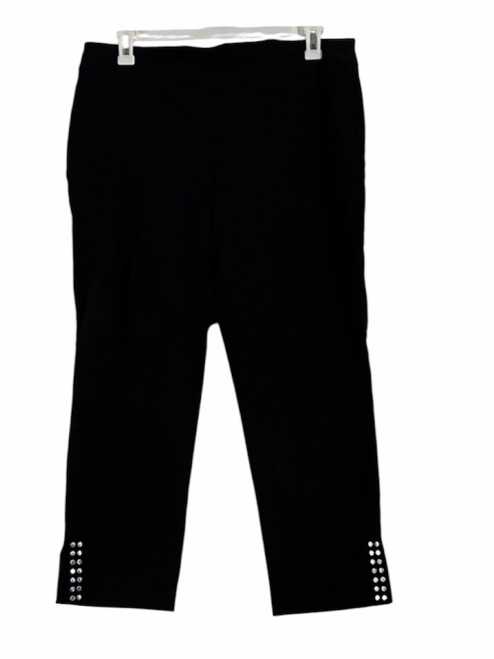 JM Collection Black Ankle Pants Silver Stud Embellished Size 16